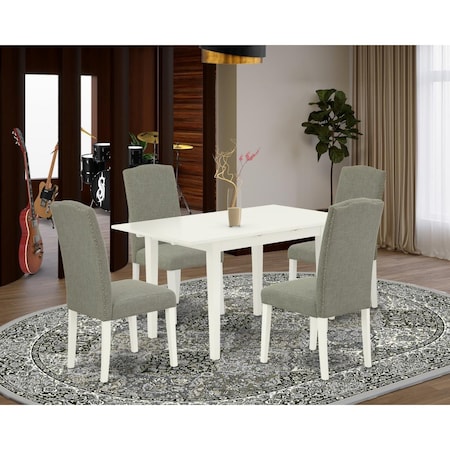 East West Furniture 5 Piece Norfolk Kitchen Table Set - Linen White NOEN5-LWH-06